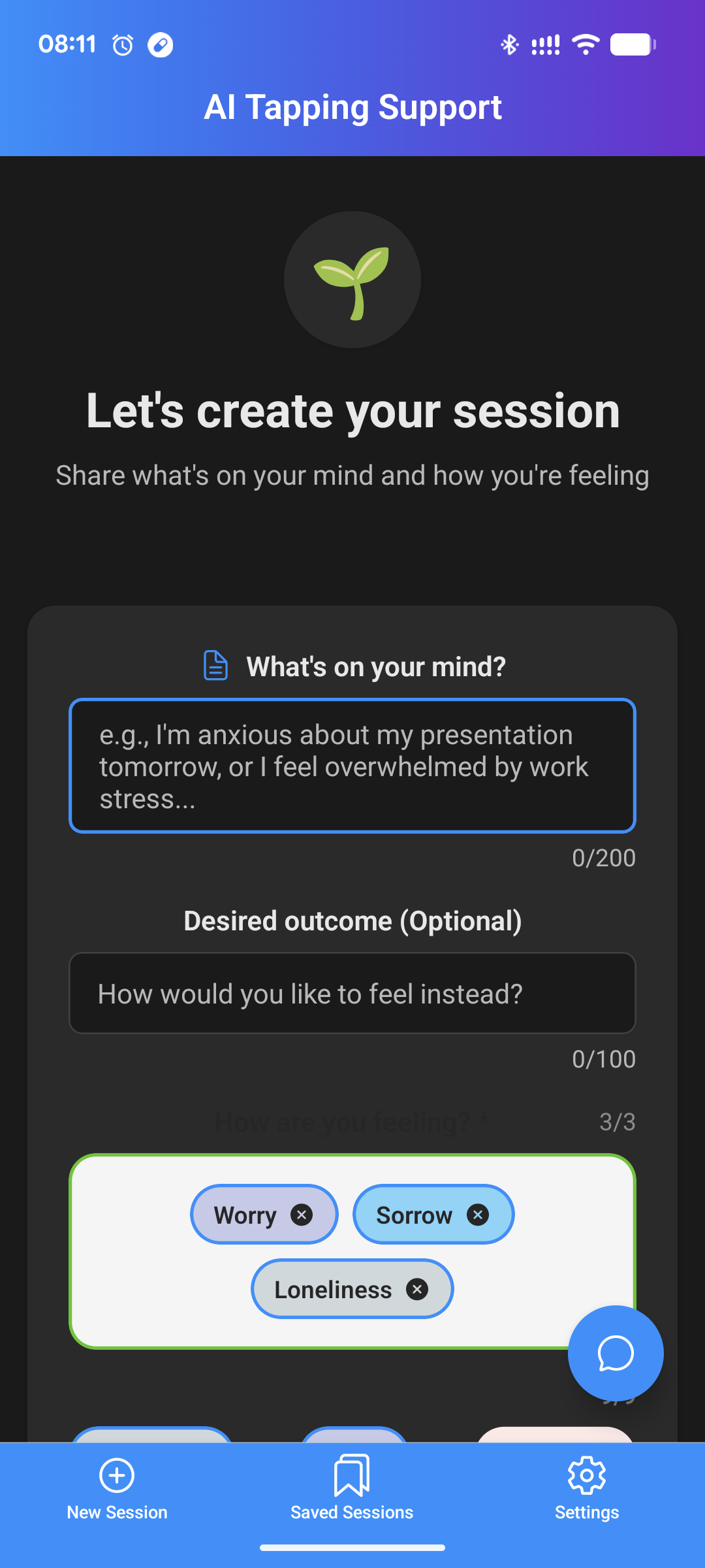 AI-Tapp Tapping Session Screen