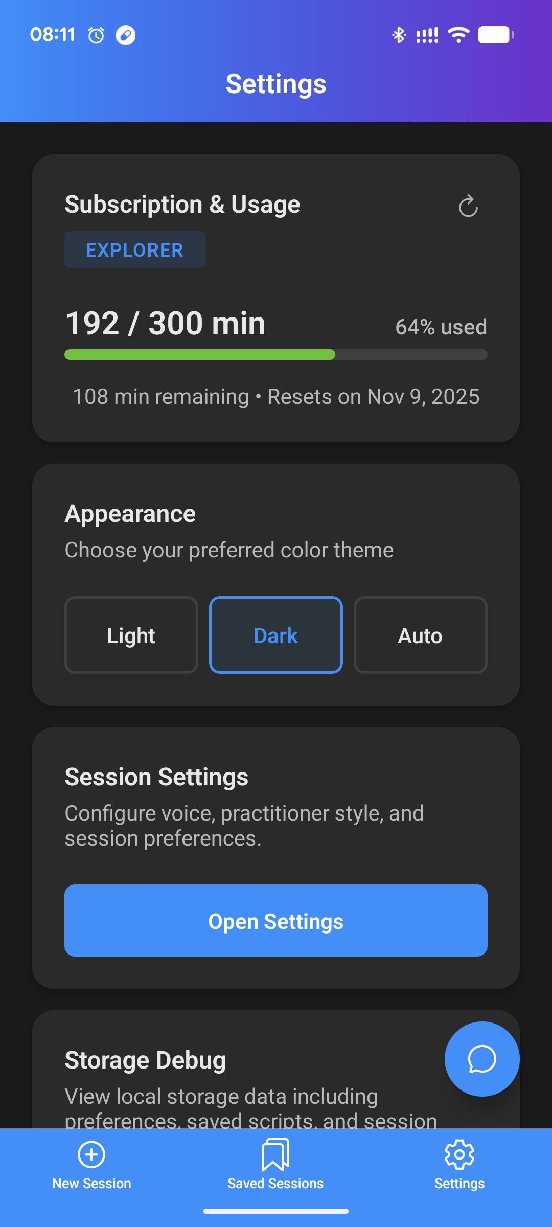 AI-Tapp Session History Screen